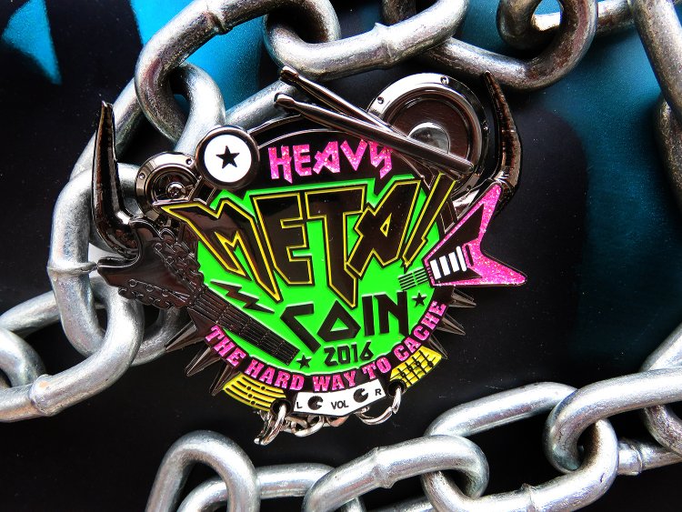 Heavy Metal Geocoin - screaming color LE